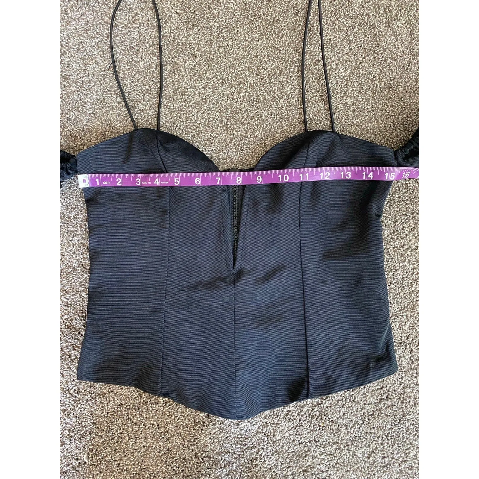 For Love & Lemons Black Corset Top with Puff Sleeves - Image 7