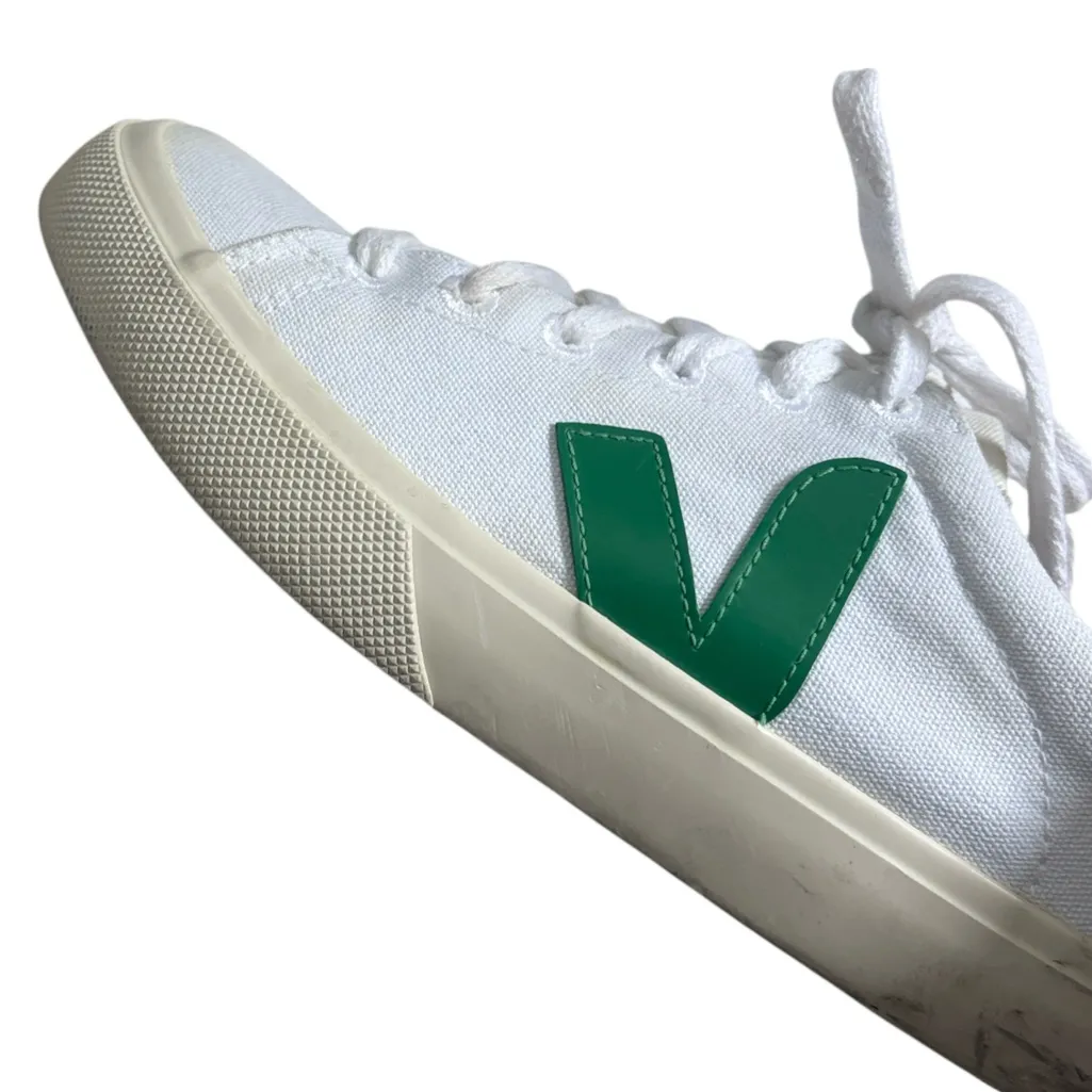 VEJA Canvas Sneakers White Green Size 6 - Image 5