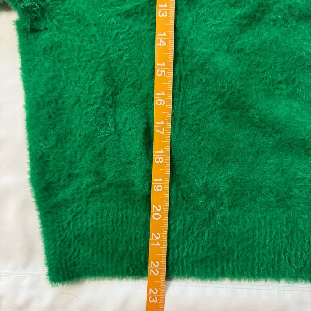 NEW Aerie Flurry Crew Sweater Green Alpine Long Sleeve Fuzzy Lounge Size S - Image 6