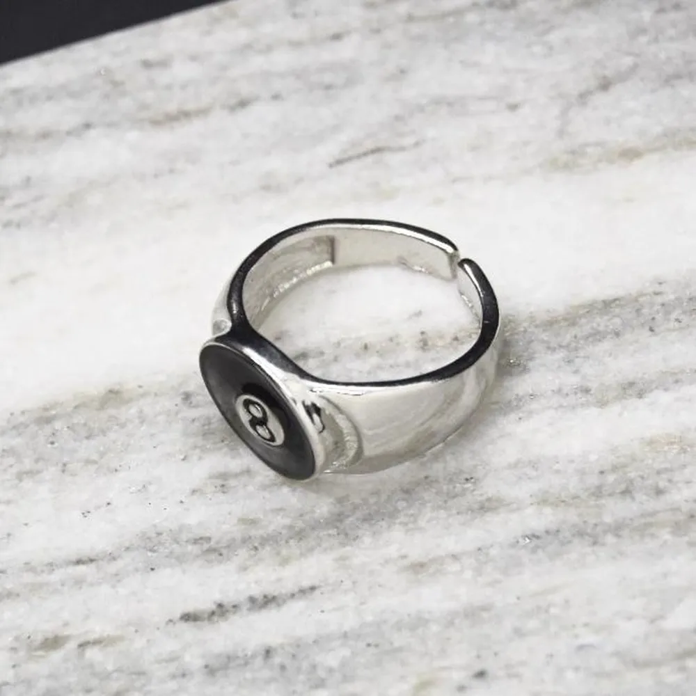 Oval 8 Ball Ring Silver - Image 4