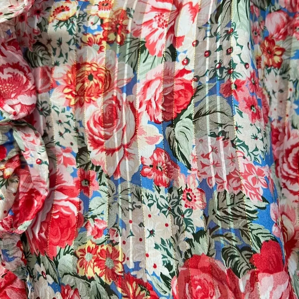 ASOS NWOT Lipsy V Neck Ruffle Floral Print Casual Career Blouse Size 14 - Image 4