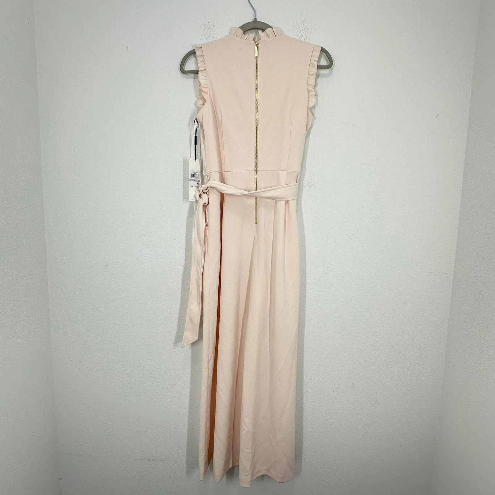 Calvin Klein Women's Blush Pink Ruffle V Neck Wide Leg Cropped Jumpsuit Size 6 - Image 13
