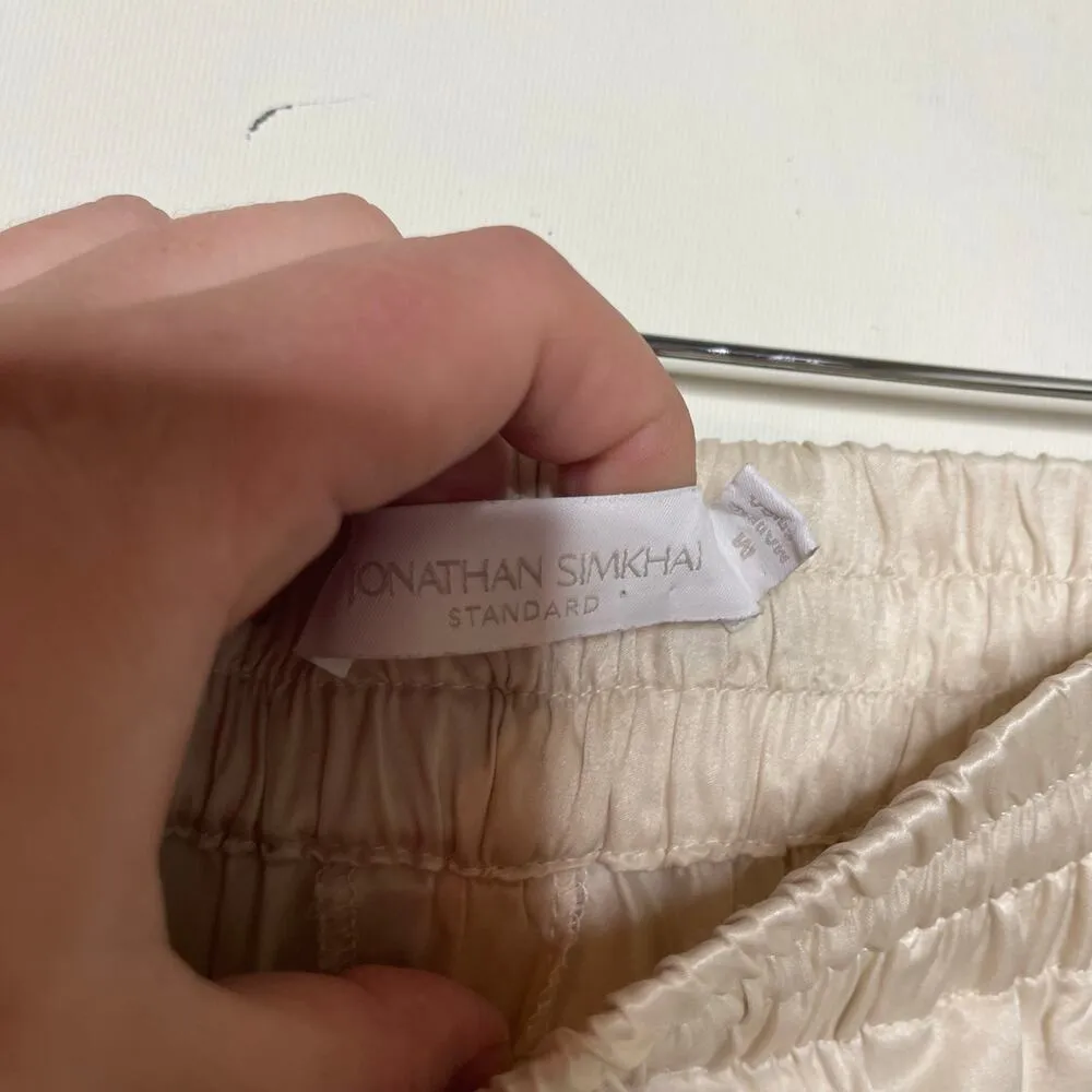 JONATHAN SIMKHAI STANDARD Misa Silk Blend Pants in Shell Cream sz M Size M - Image 6