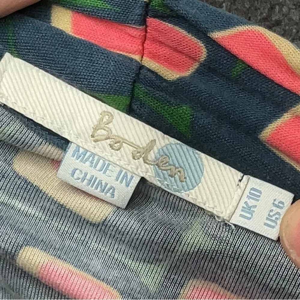 Boden Geo Print V Neck Twist Long Sleeve Top US Size 6 Shirt Jersey Knit Tunic Pink - Image 5