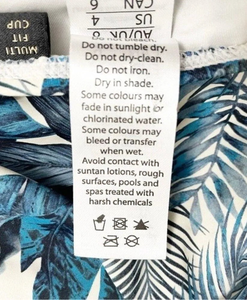 Nip Tuck One Piece Swimsuit Teal Tropical Palm Print Women’s Size 4 Bathing Suit Blue - Image 8