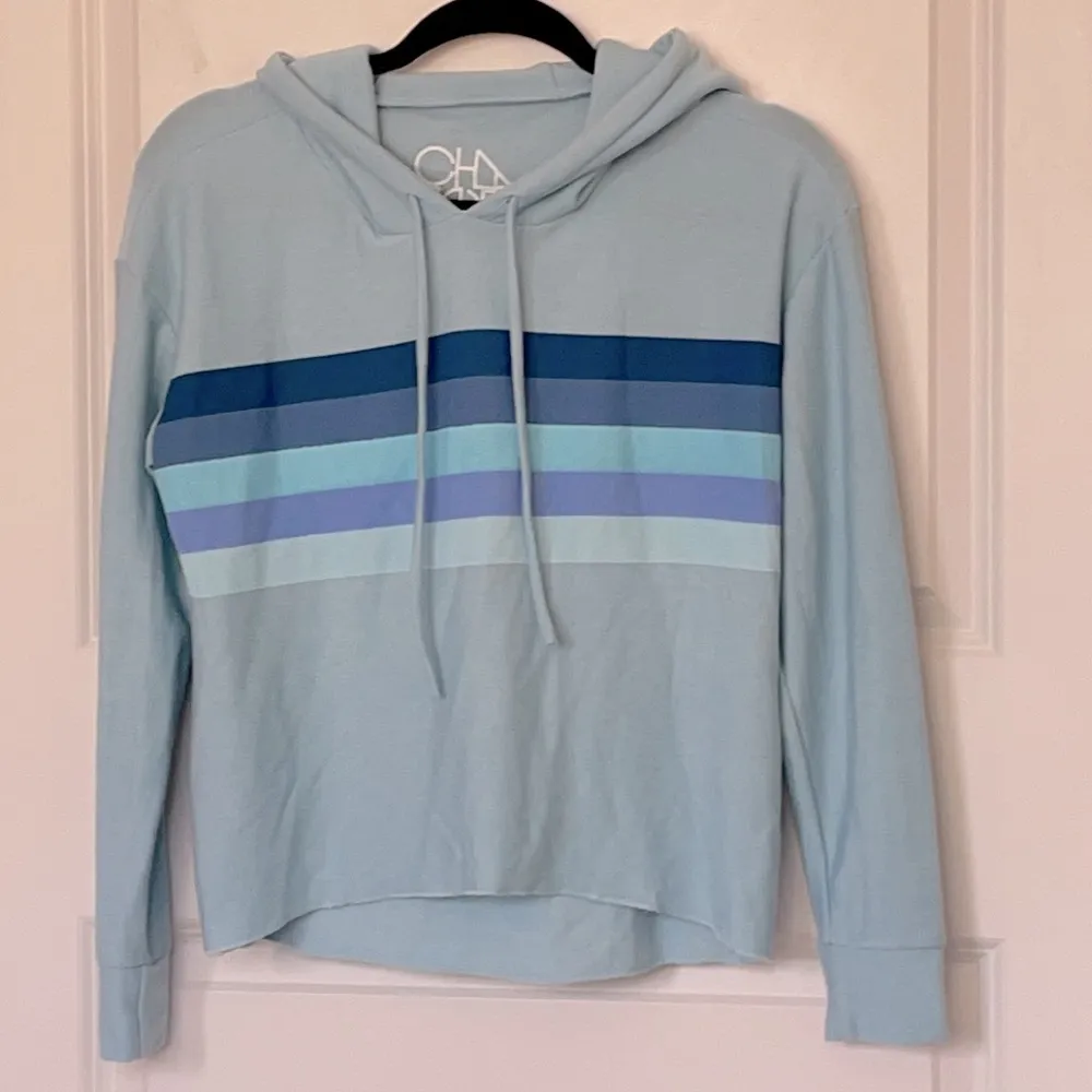Chaser Blue Beach Stripes Pullover Hoodie Small - Image 3