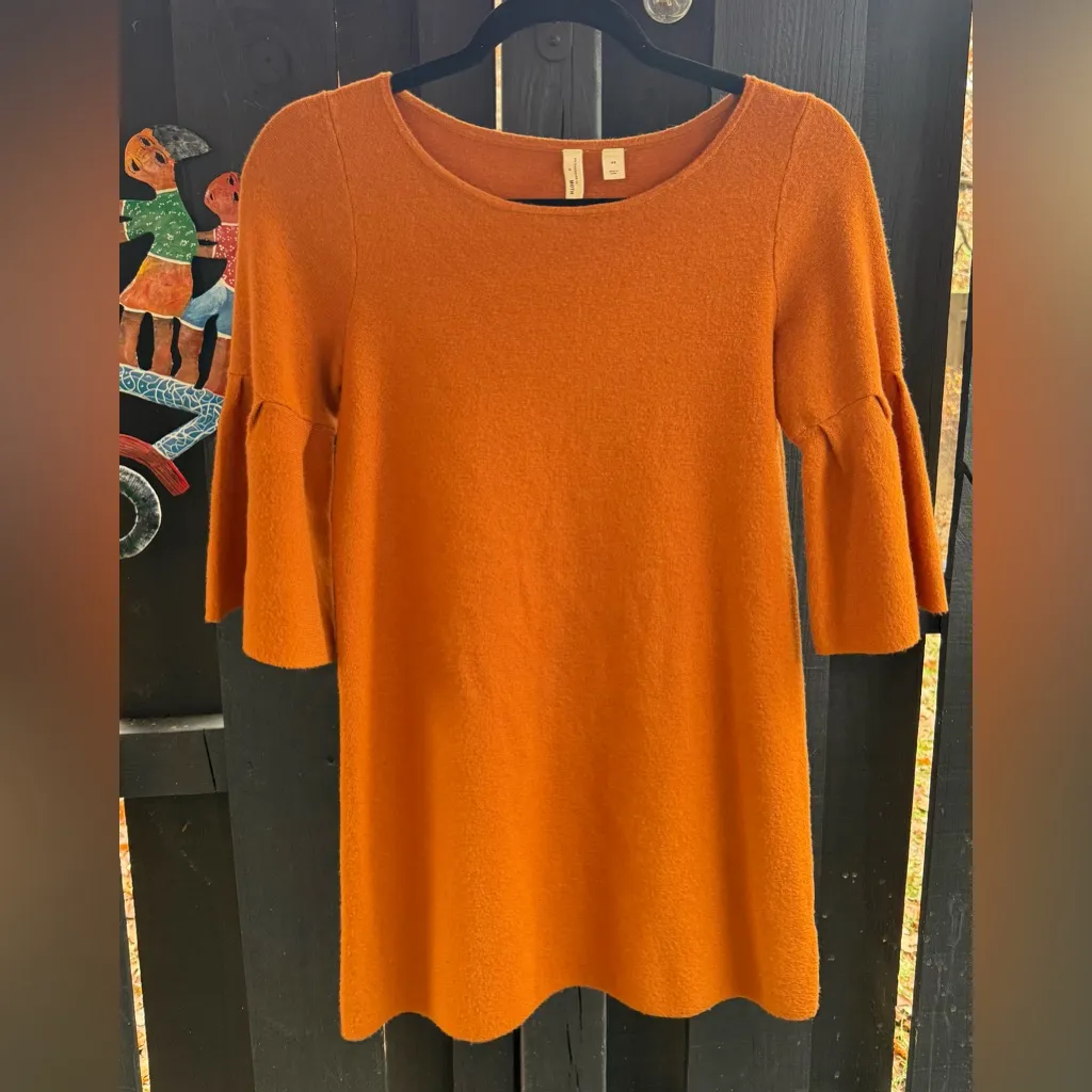 Moth by Anthropologie Bell Sleeves Rust Sweater Dress Size XS - Image 4