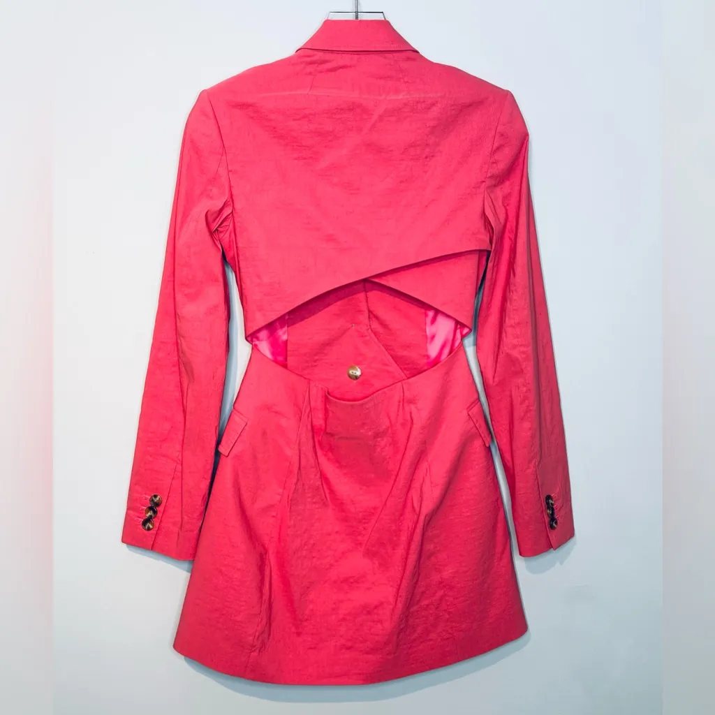 A.L.C. Carlyle Italian Linen Blazer Pink Grapefruit Mini Dress Size 2 NWT - Image 4