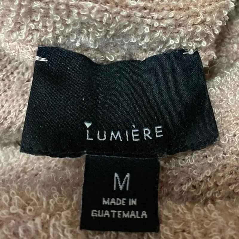 Lumiere Women's Brown Tan Fleece Cowl Neck Long Sleeve Oversized Sweater Top M Size M - Image 3