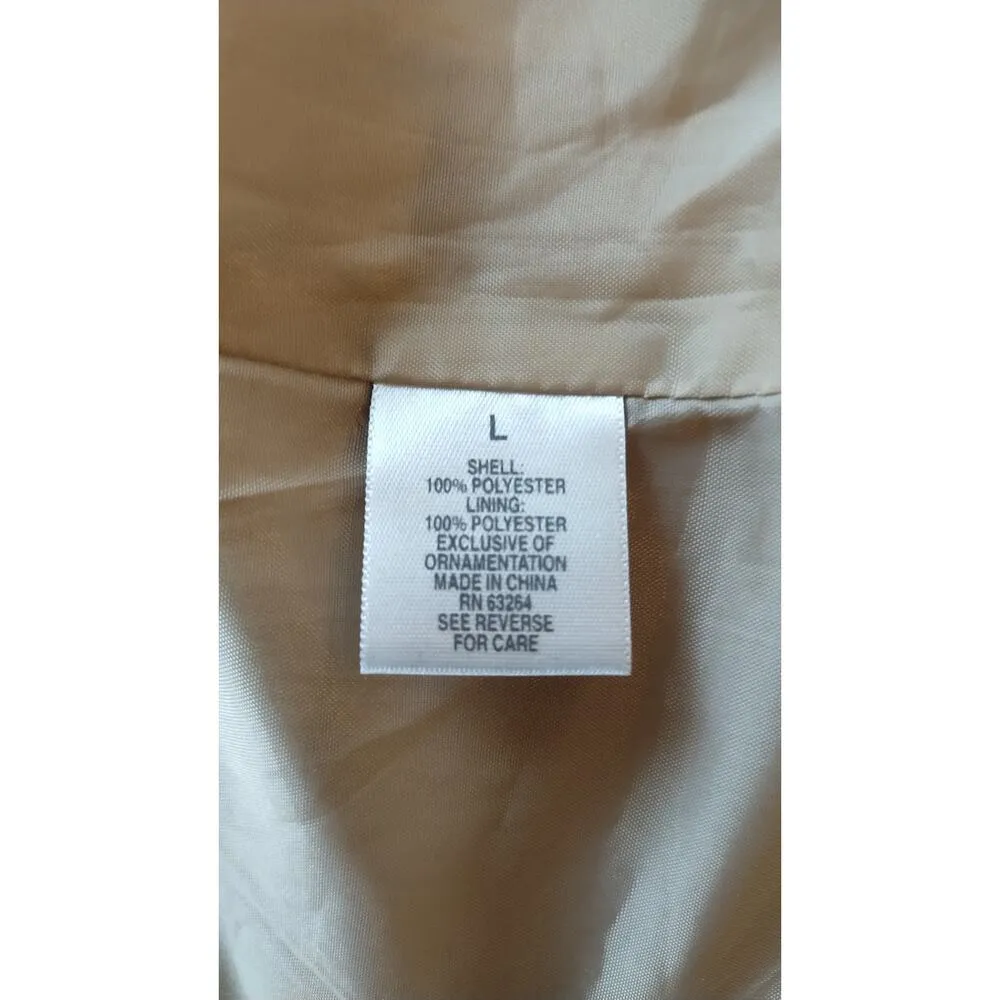 DressBarn Faux Suede Beige Jacket Open Front Sz. L Career Office Soft - Image 7