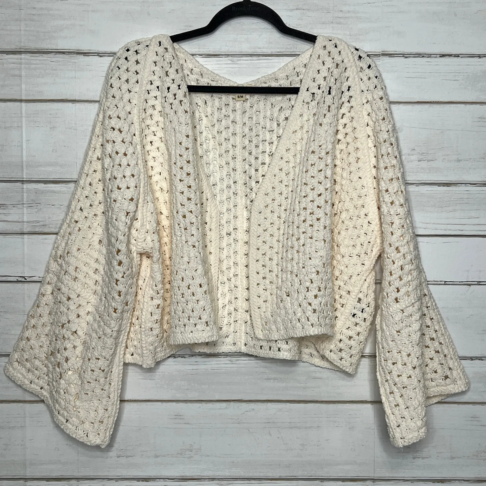 POL Crochet Cardigan Sweater Cream Ivory Size Medium - Image 2