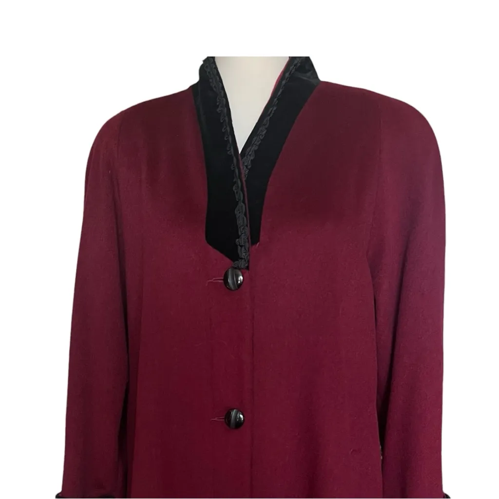 VTG.Designs by Projections Victorian Flare Wool Blend & Velvet Trim Coat. SZ. L Size L - Image 3