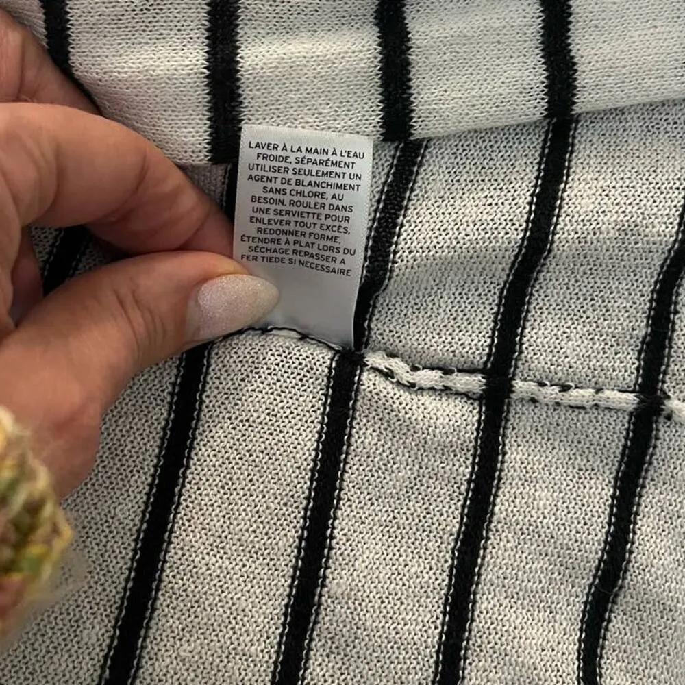 Halogen White & Black Stripe Maritime Nautical Linen Blend Open Cardigan sz. XS - Image 8