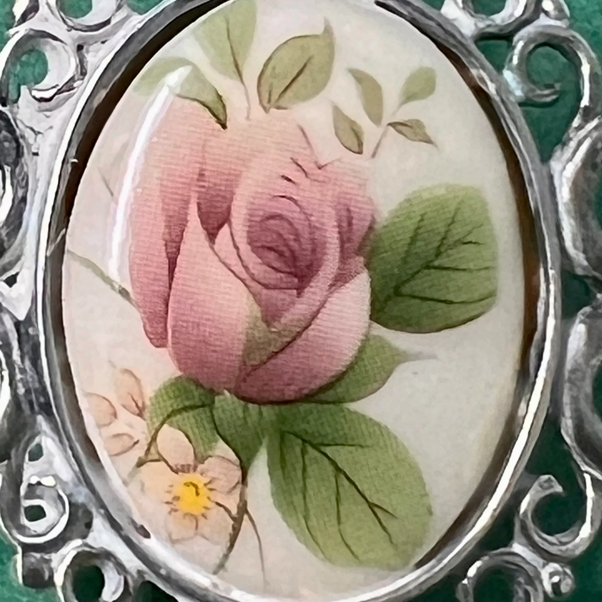 Jez Ceramic Flower On 925  Pin Brooch - Signed Vintage Gift Idea - Image 2