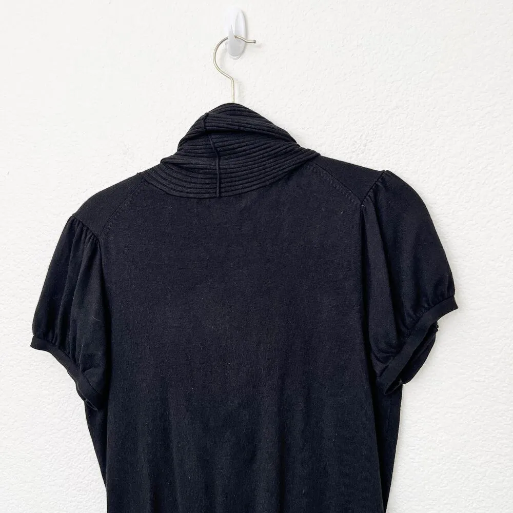[Express] Black Cowl Neck Ribbed Knit Short Sleeve Sweater Top Size Medium M - Image 5