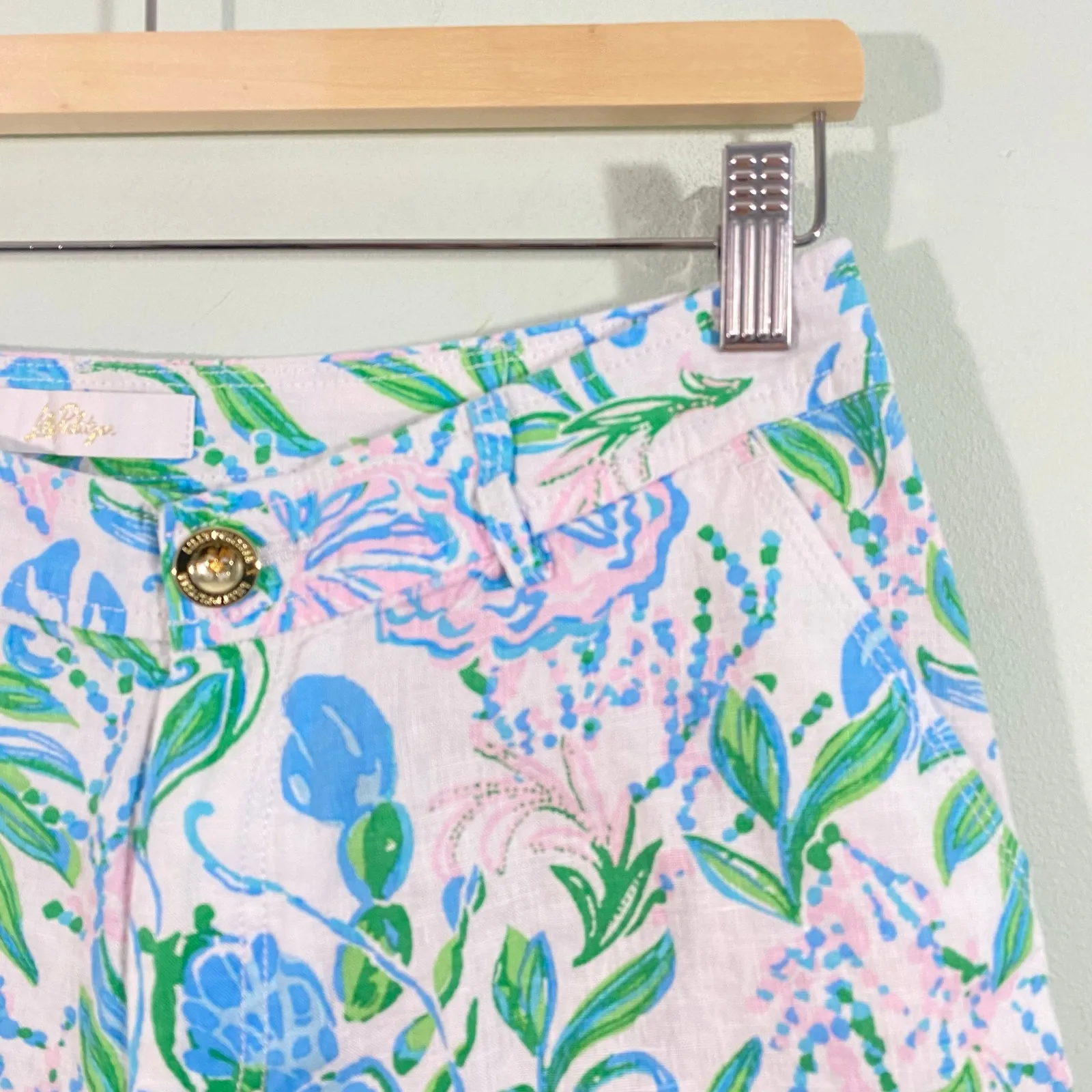 Lilly Pulitzer Women Resort White Just a Pinch 100% Linen Aldora Shorts Size 2 - Image 2