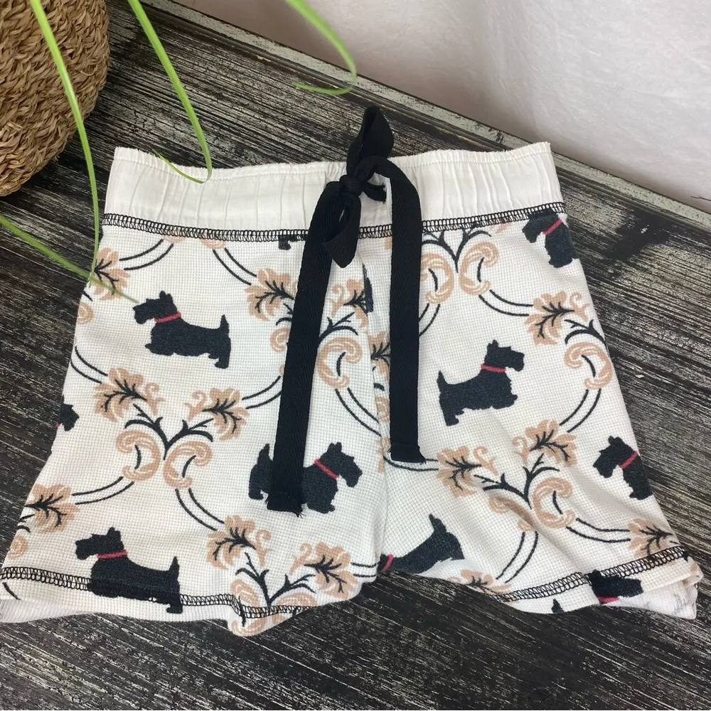 P.J. Salvage Scotty Dog Lovers White Print Shorts & Top Pajama PJ Set M L - Image 4