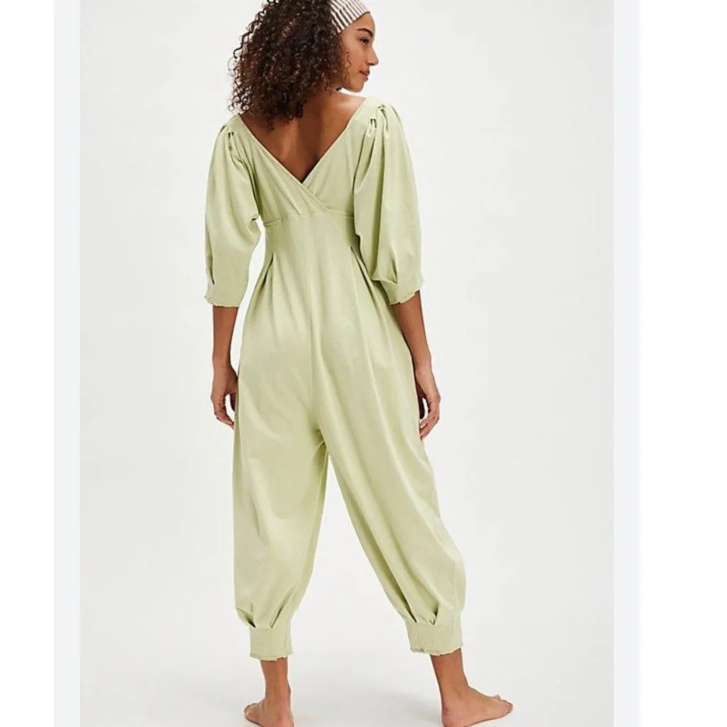 Free People Lotta Love Romper Jumpsuit Womens Sz Small Light Green Square Neck - Image 2