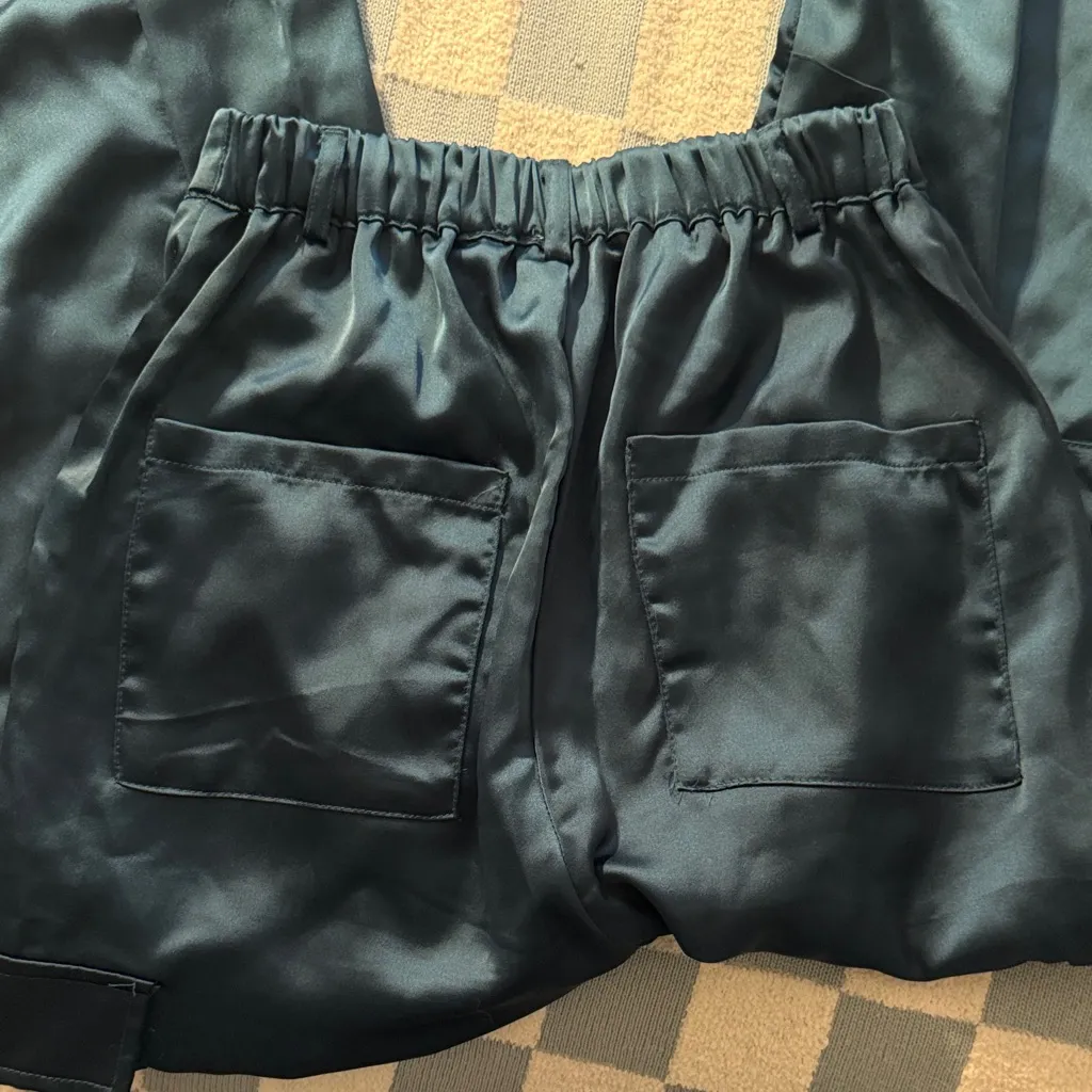 Blue Silky Cargo Pants Gray - Image 7