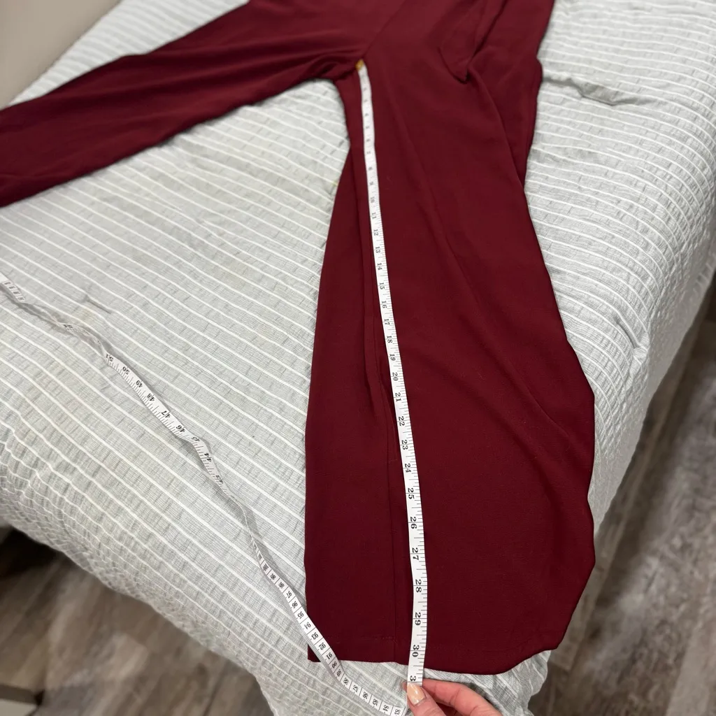 Leith  Red Grape Wide Leg Wrap Top Jumpsuit Small - Image 3