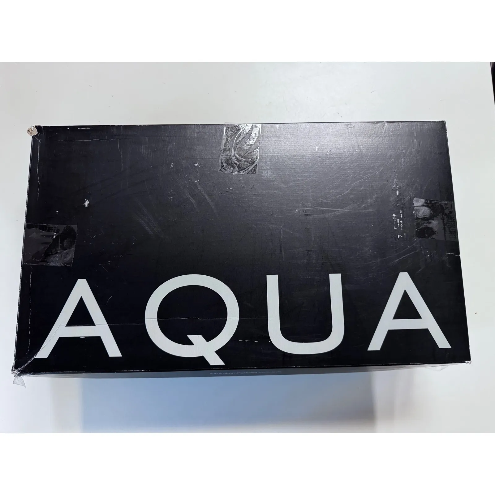 AQUA Black Faux Leather Pointed Toe Knee High Boots Metallic Block Heel 9 - Image 9