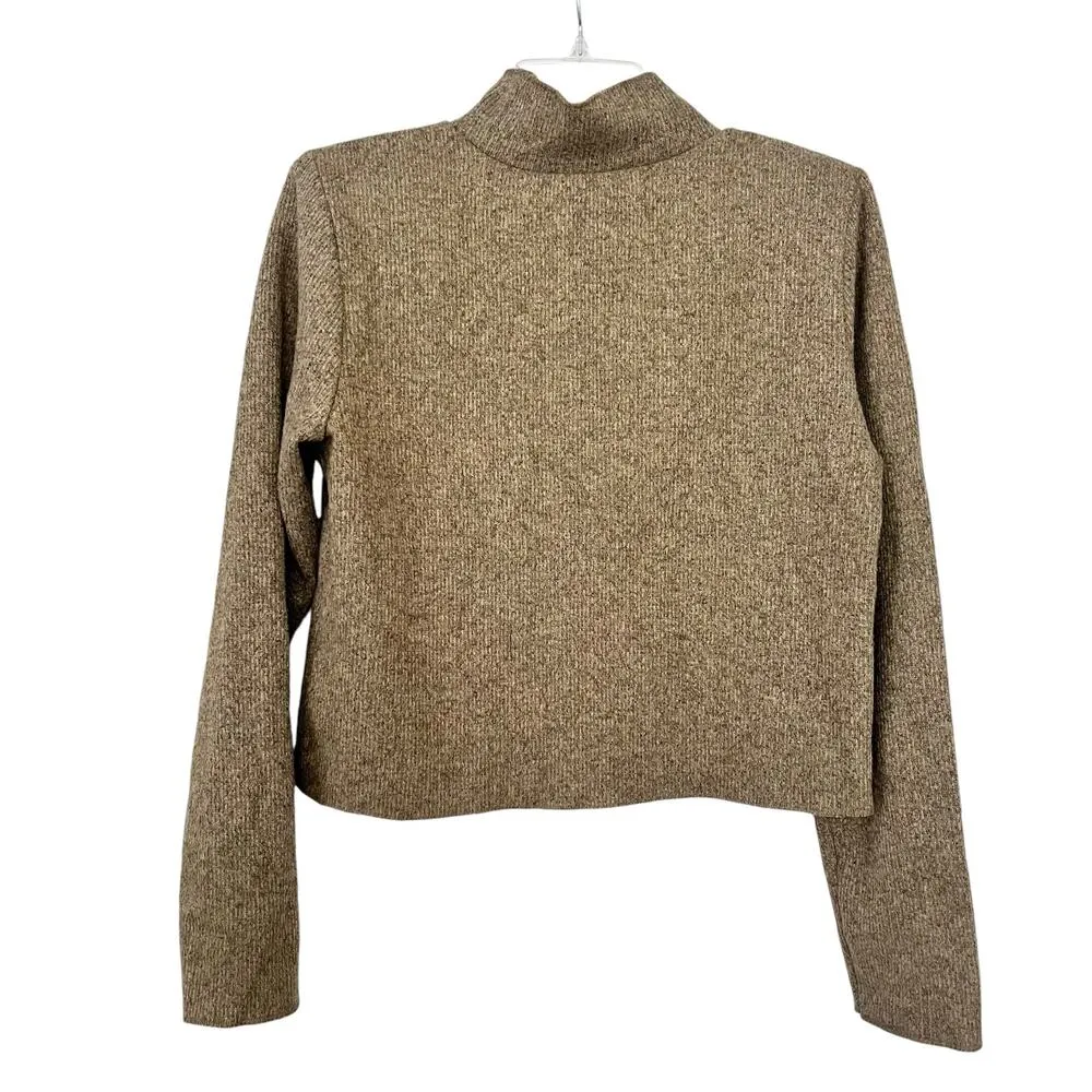 Zara mustard yellow mock neck shoulder padded sweater size Small - Image 4