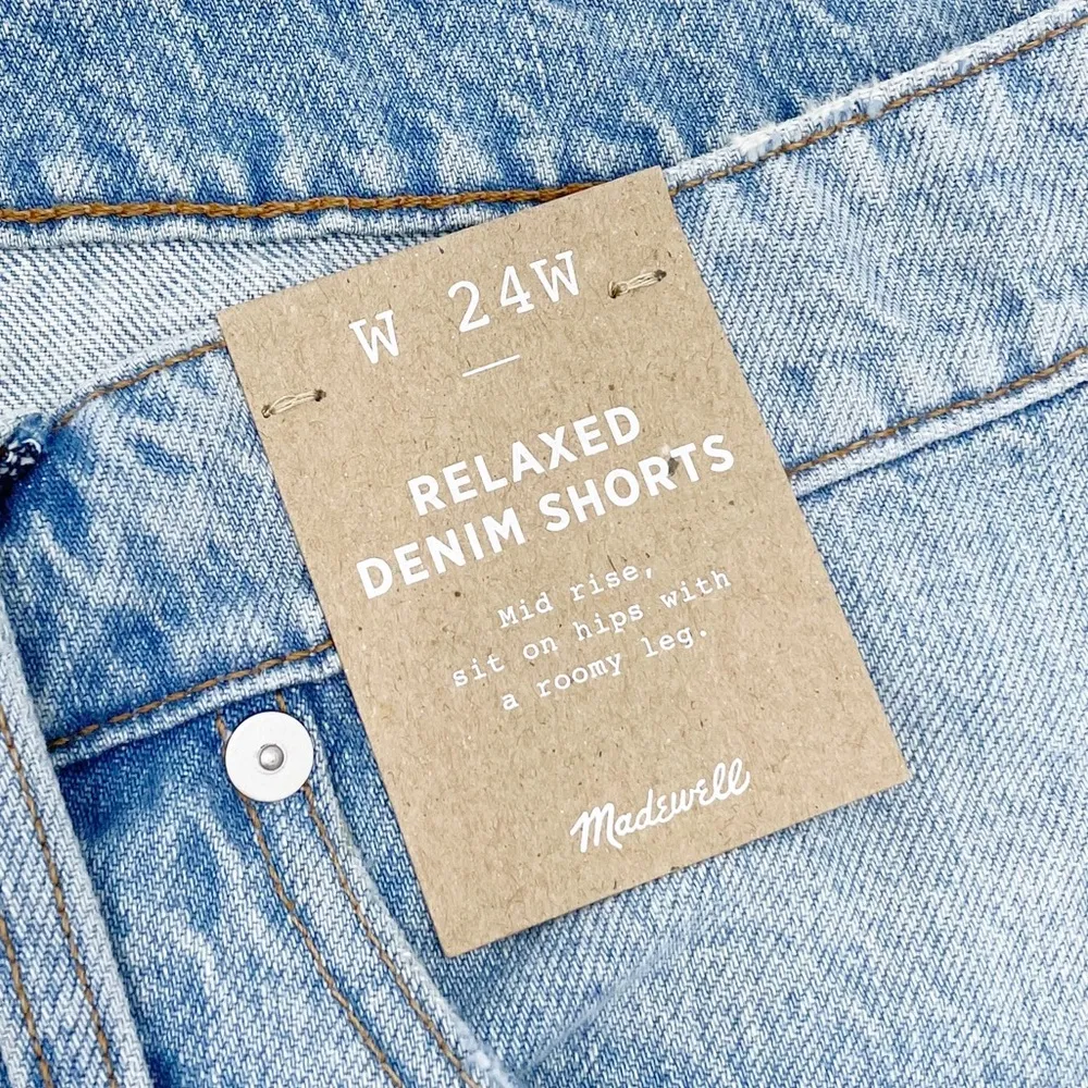 NEW Madewell Plus Relaxed Denim Shorts in Madera Wash Side-Slit Edition Size 24W - Image 8