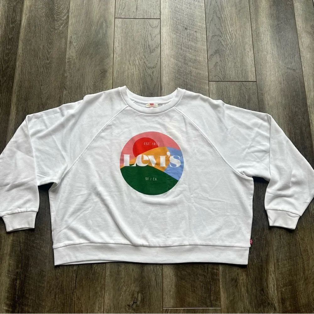 Levi’s NWT Vintage Logo Lightweight Crewneck Sweatshirt Raglan Geo Sunset 2X - Image 8