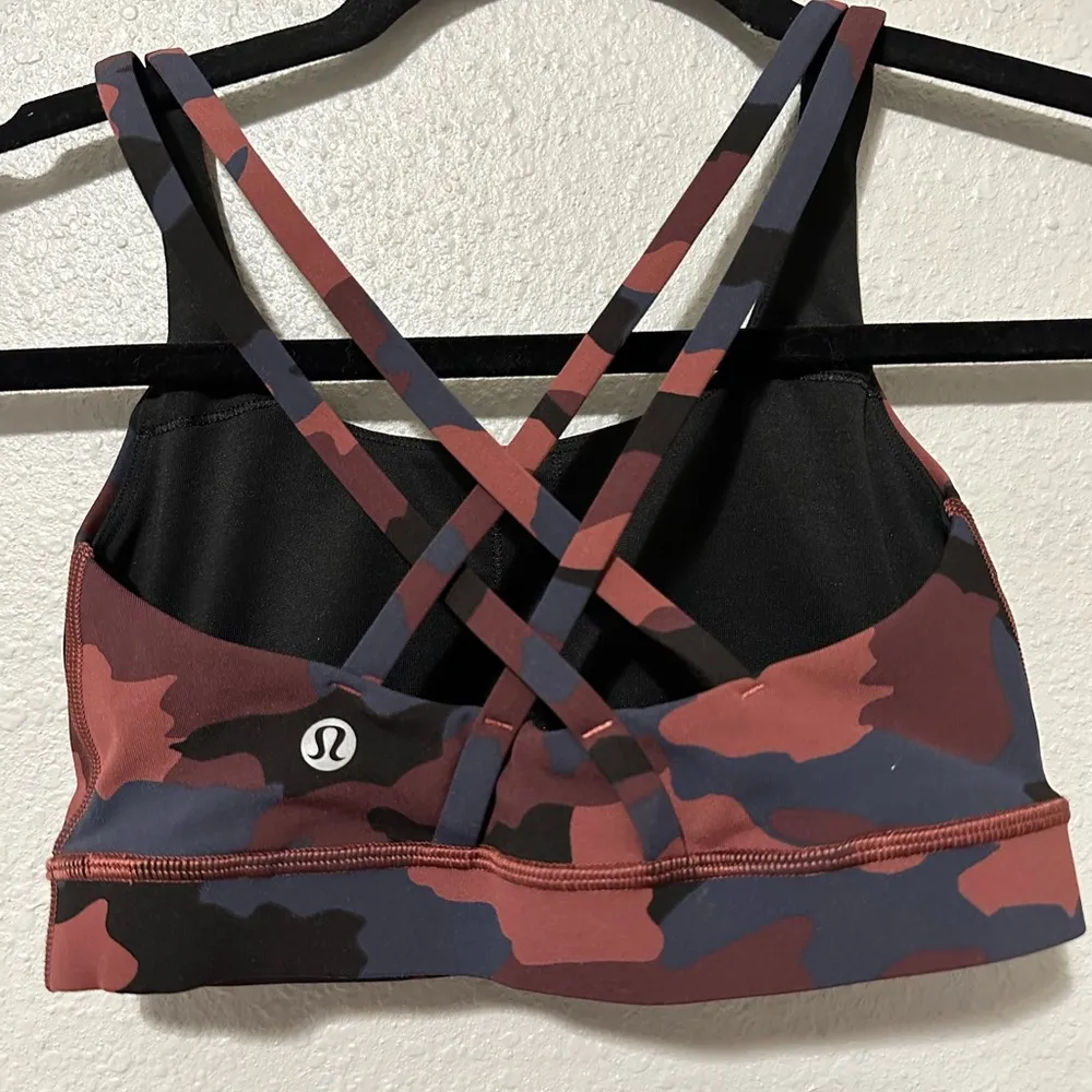 Lululemon Energy Bra *Medium Support Heritage 365 Camo Smoky Red Night Sea Multi - Image 4