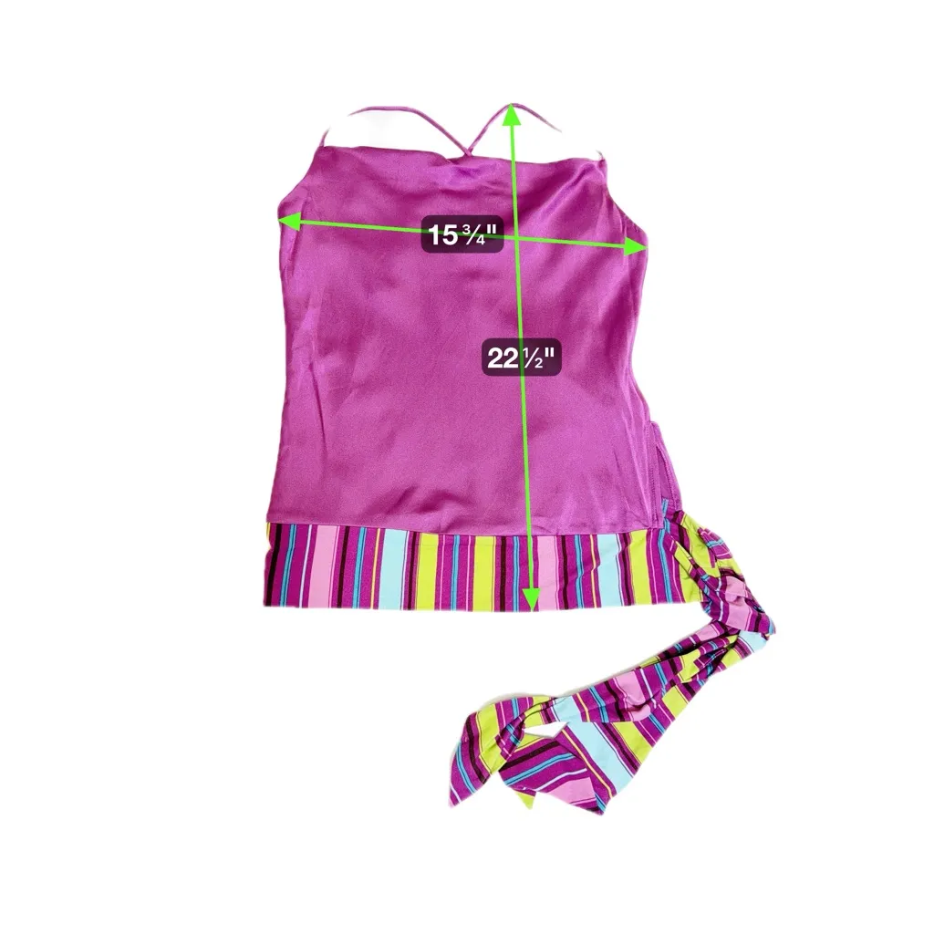 Bisou Bisou Satin Cowl‎ Neck Y2K Strappy Tank Top Purple Size 4 - Image 8