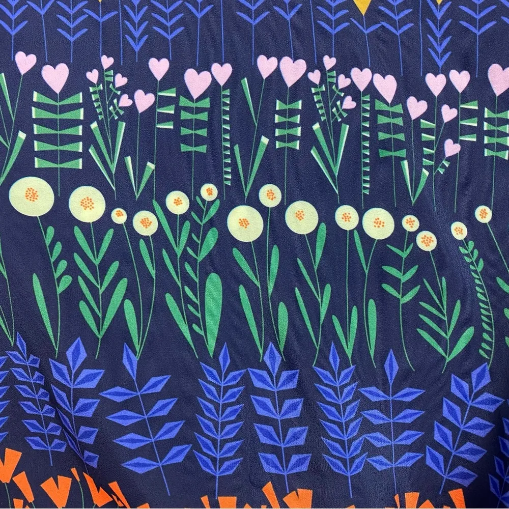 Eloquii Floral Heart Striped Keyhole Boho Bohemian Midi Dress - Image 3