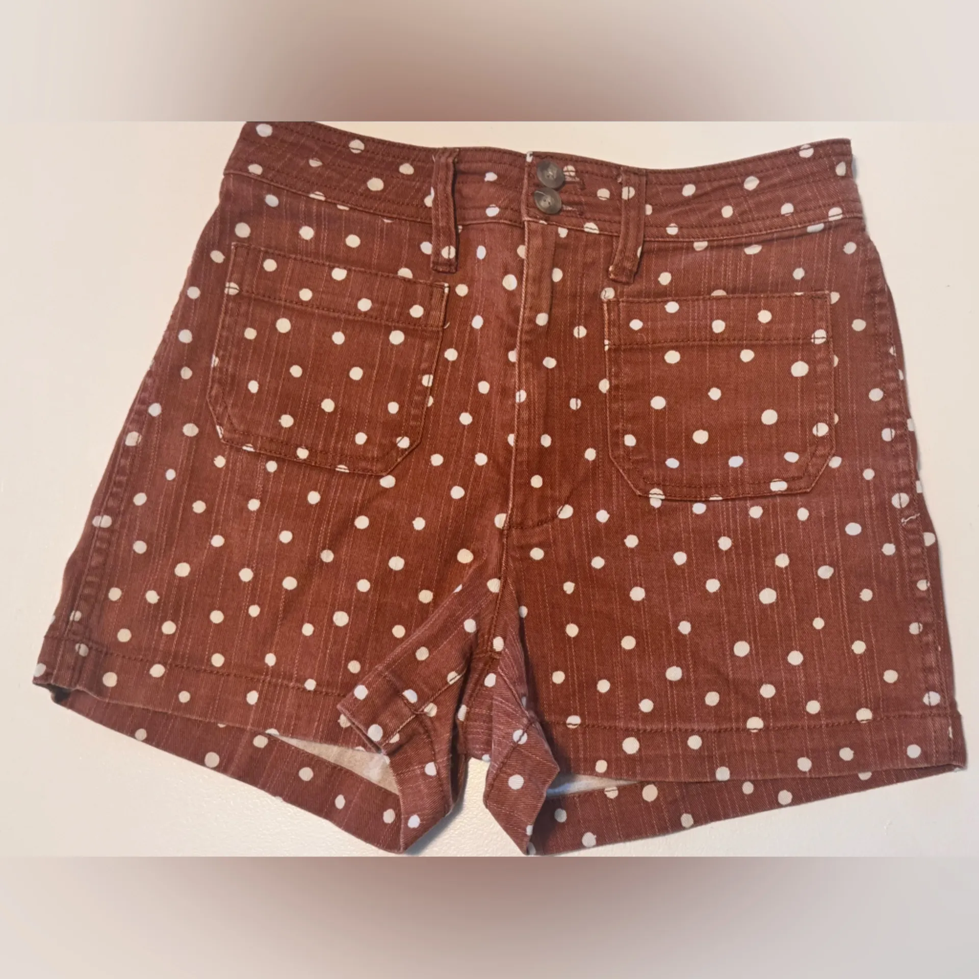 Madewell High Waist Brown Polka Dot Shorts - Image 3