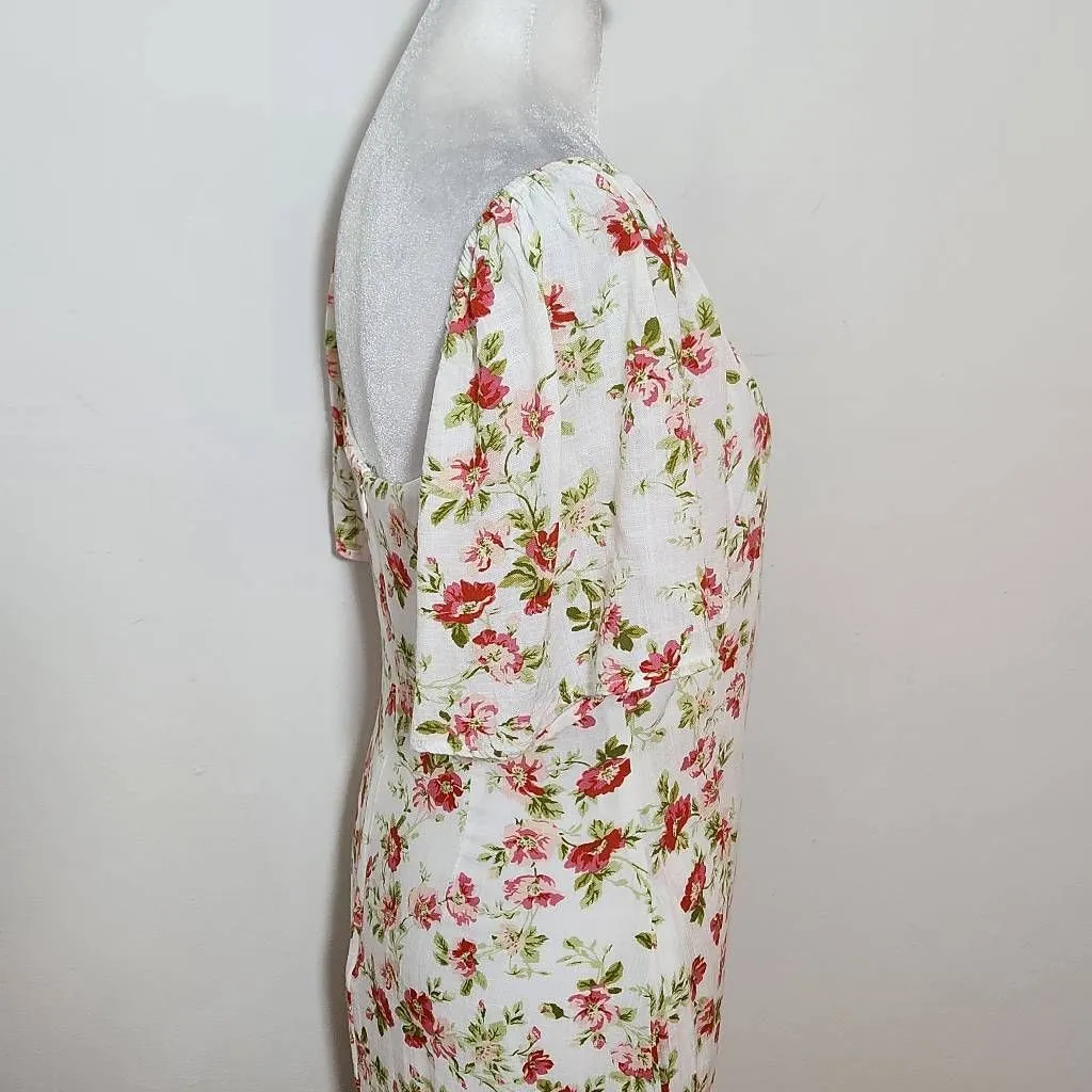 MINKPINK Green and Pink Floral Mini Dress Size Medium Wedding Guest Dress - Image 6