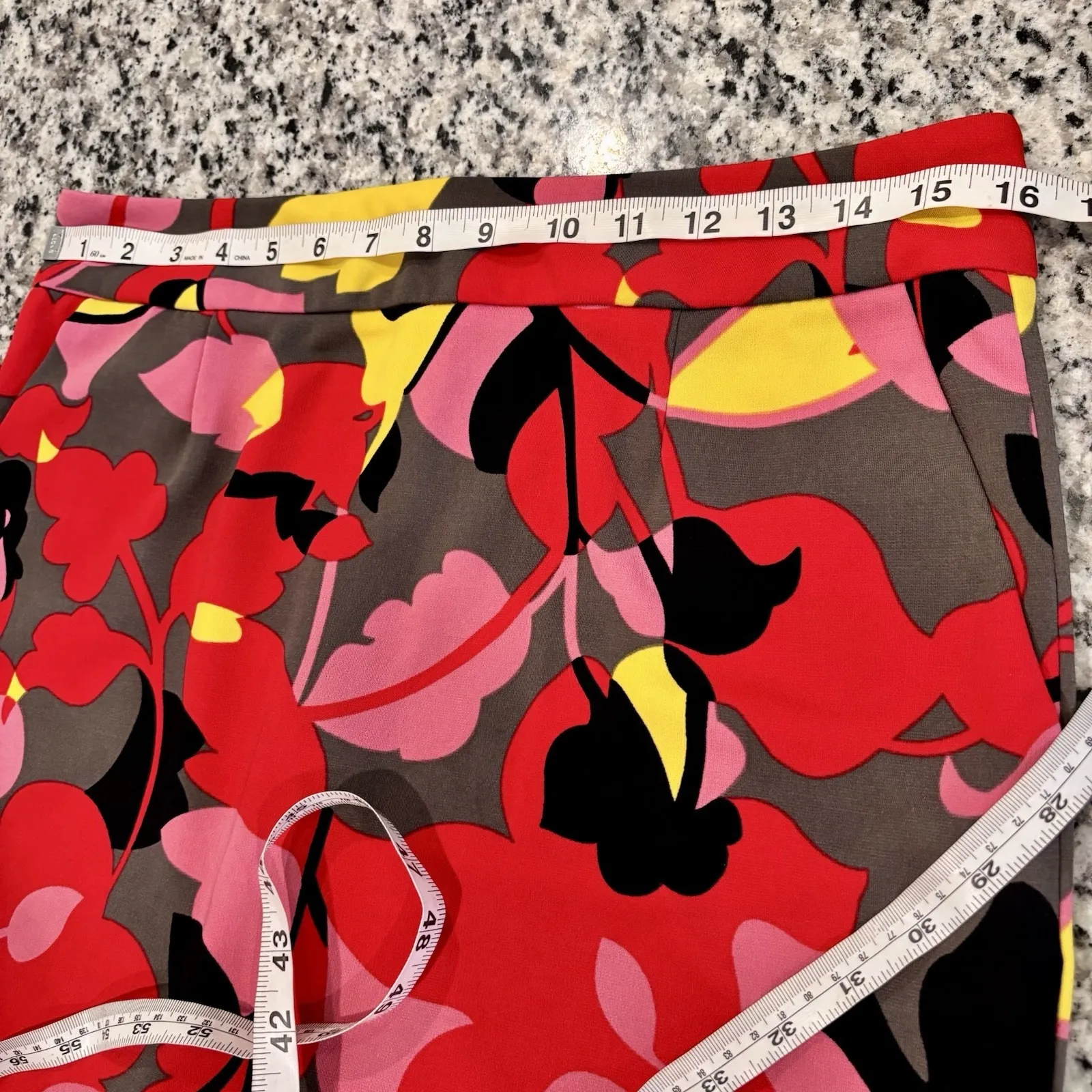 Premise Floral Abstract Print Skirt Red Pink Yellow Brown Black Artistic Size 10 - Image 13