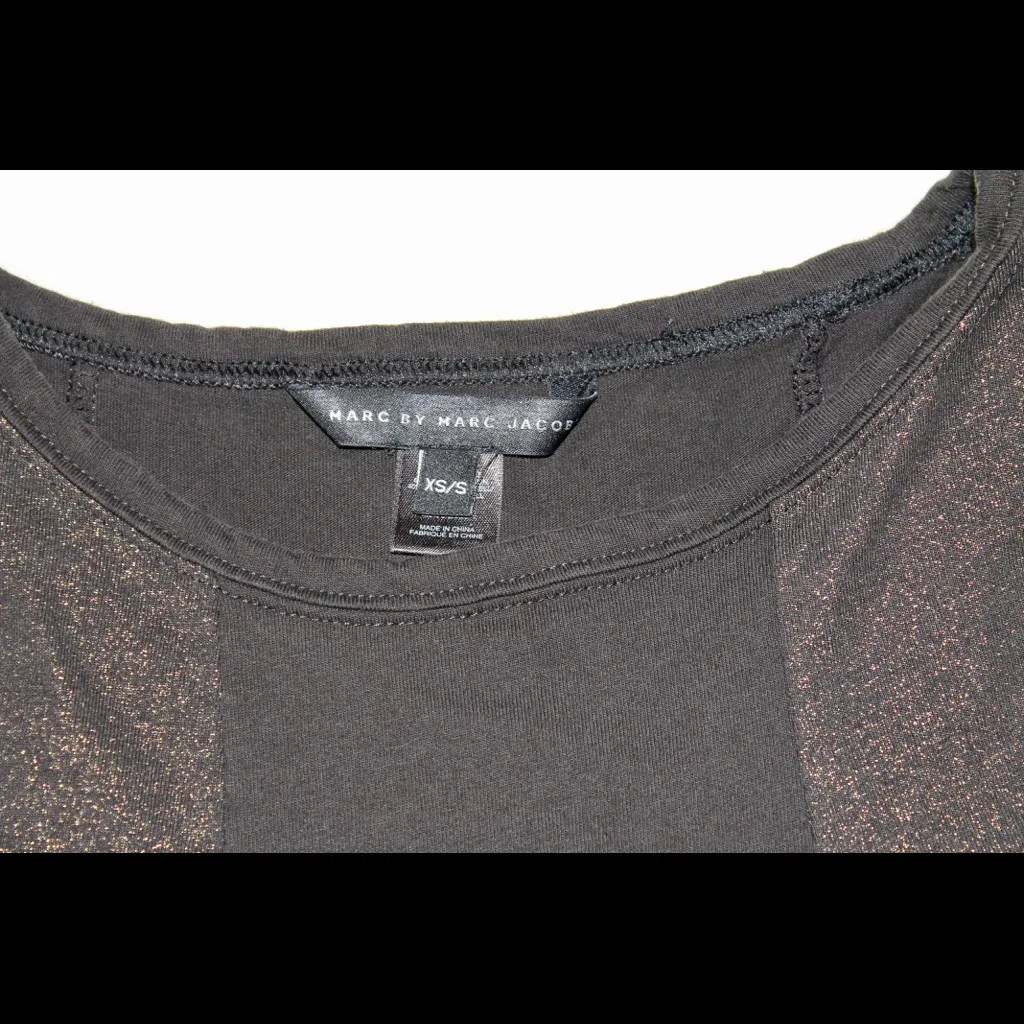 Marc by Marc Jacobs Black & Gold Boxy Glitter Top XS/S (Fits S/M) - Image 4