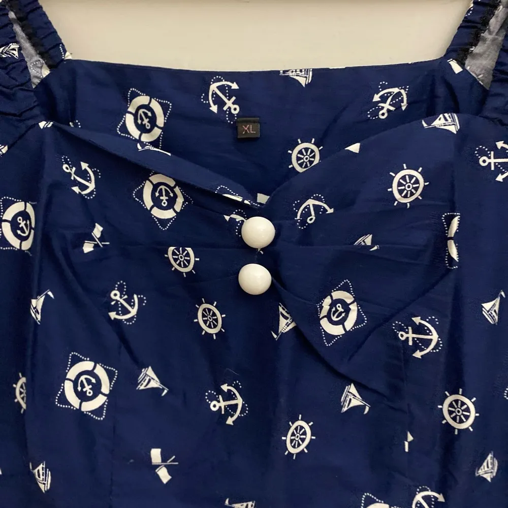 Nautical. Wommens navy blue/white top size XL Blue - Image 3