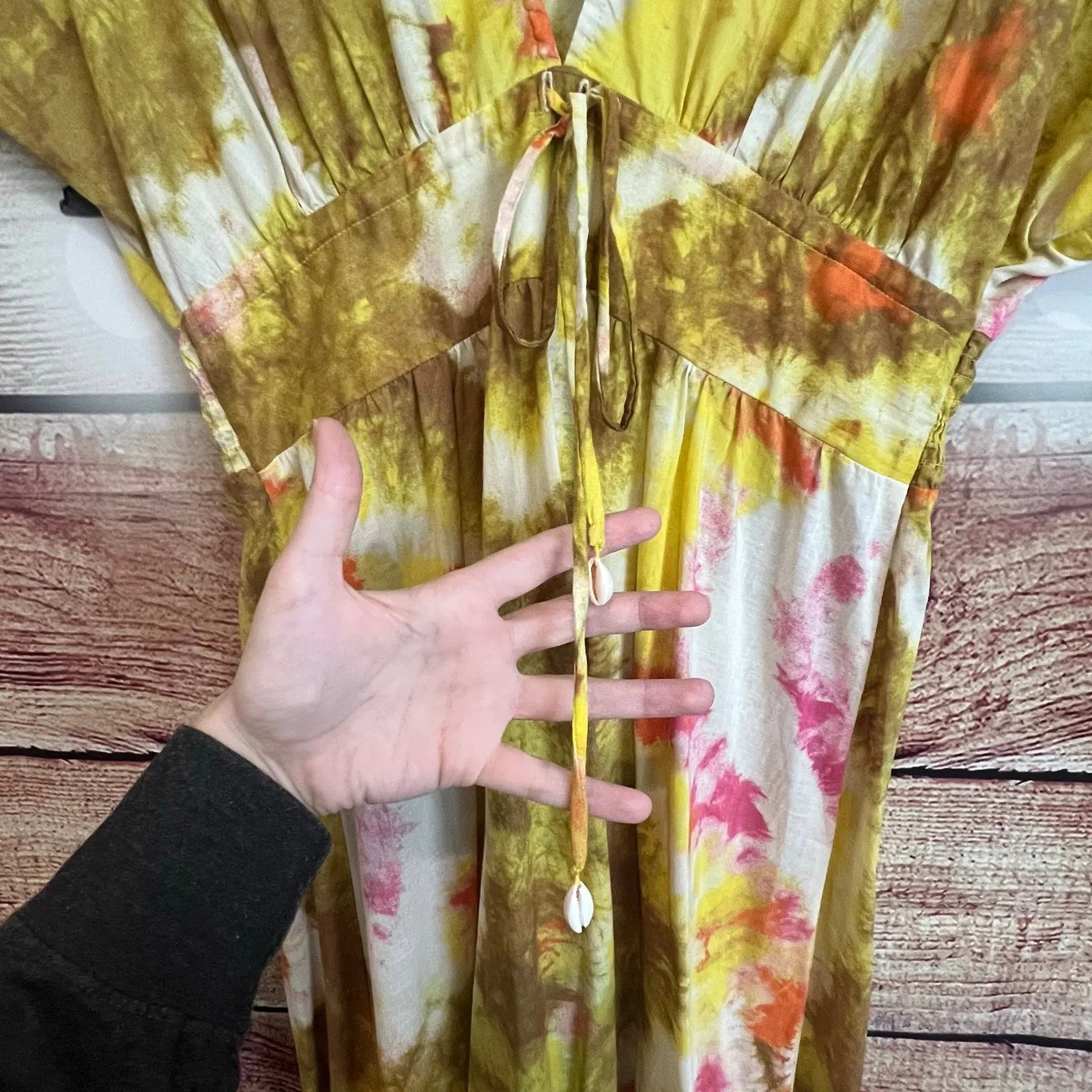 Tie Dye Tiered Maxi Dress 100% Crafted Indian Cotton Short Sleeve Boho Sundress - Image 3