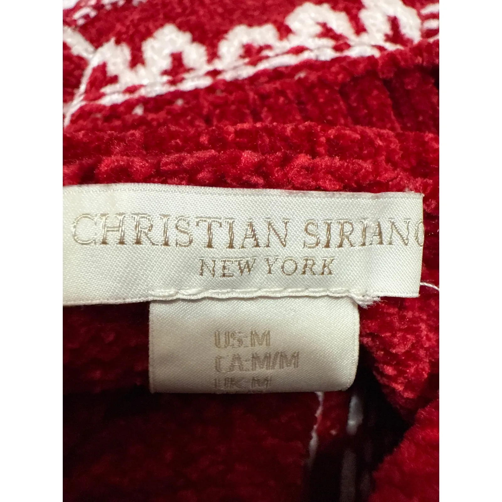 Christian Siriano Red White Fair Isle Christmas Long Sleeve Turtleneck Sweater M Size M - Image 3