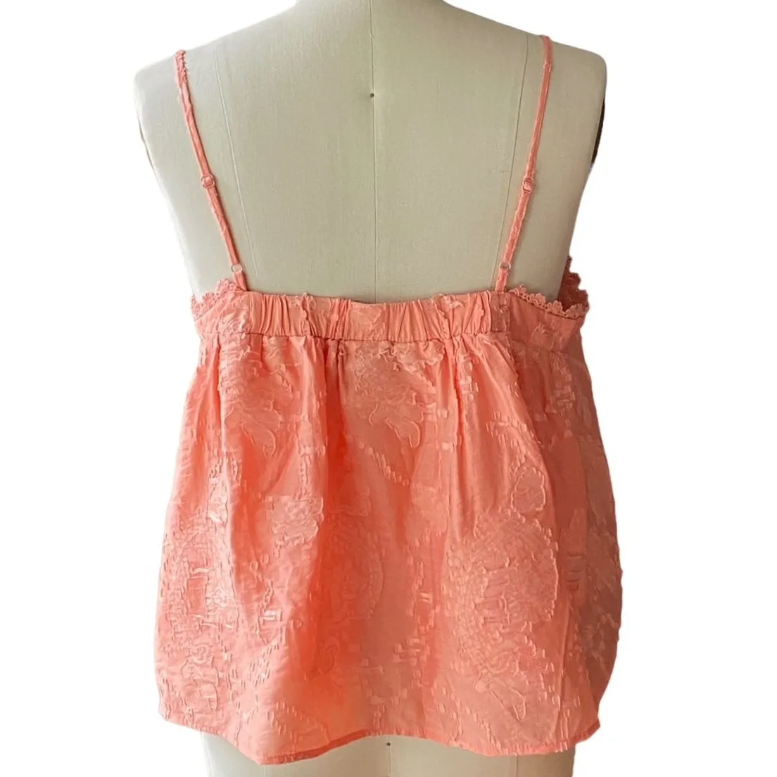NWT ~ OPHELIA ROE Peach Orange Smocked Babydoll Boho Halter Top ~ Women's XL - Image 3