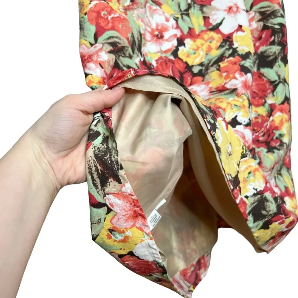 Ann Taylor Factory Floral V Neck Midi Tea Party A Line Dress Yellow Size 6 - Image 6