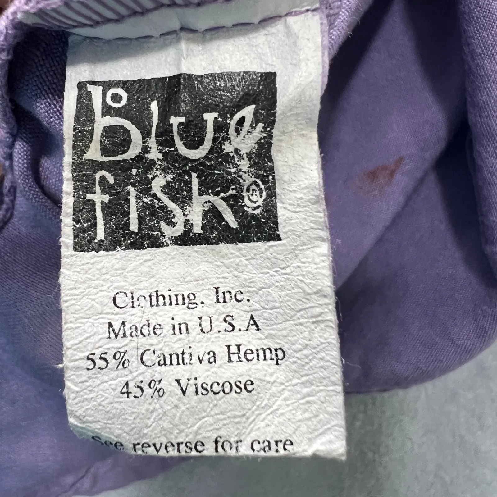 Blue Fish Vintage Button Front Blouse XL Purple Artwear Hemp Cotton Museum Chic Size L - Image 4