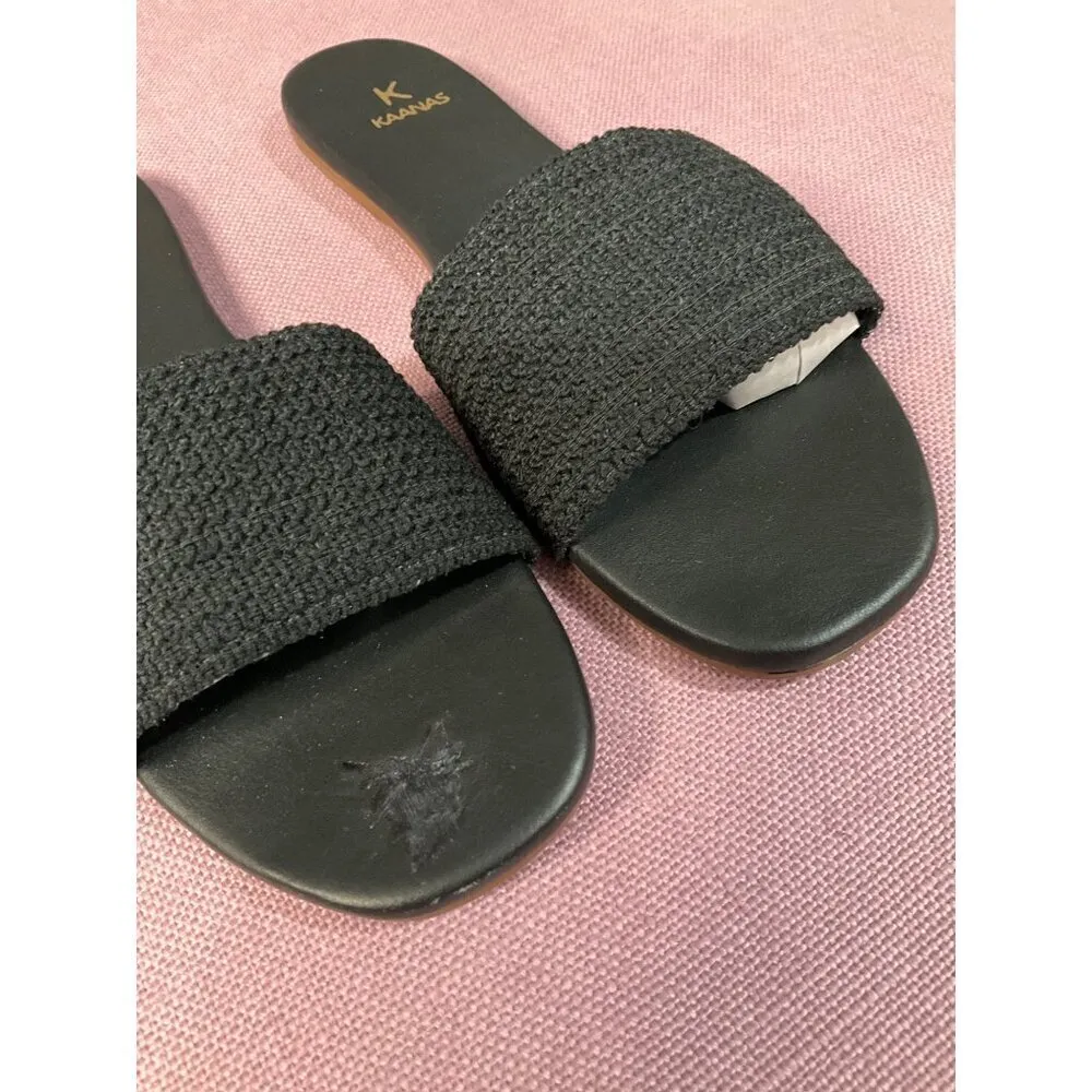Kaanas Mallow Slide Sandals in Black 9 New with Box Womens Flats Slides - Image 7