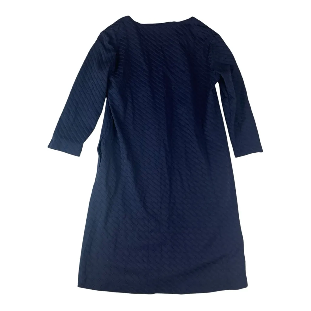 J. McLaughlin size medium Octavia navy blue jacquard dress knee length - Image 4