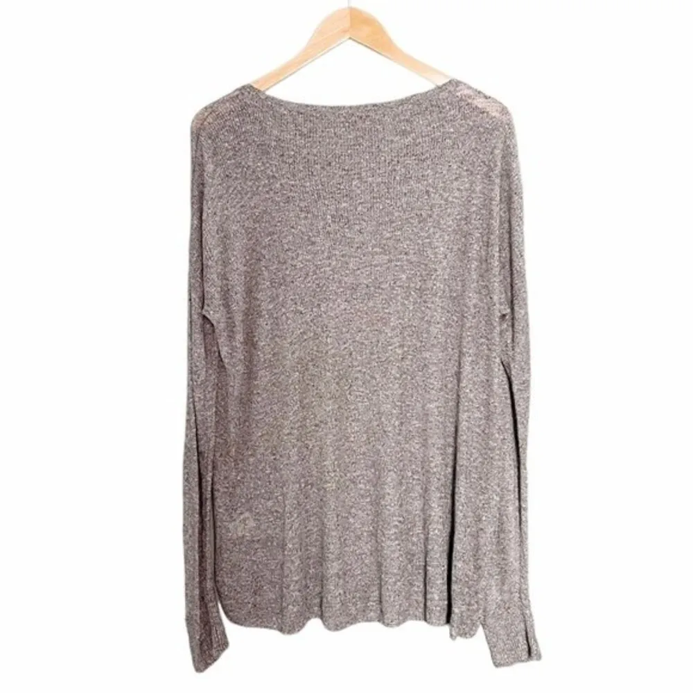 Vince Linen Blend Slub Knit Long Sleeve Marled Gray Pullover Women’s Size Large - Image 2
