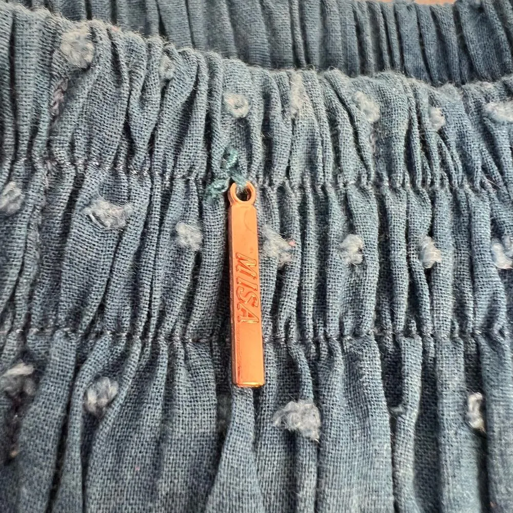 Misa Los Angeles XS Tiered Lagenlook Denim Skirt Indigo Blue Elastic Waist NWT - Image 8