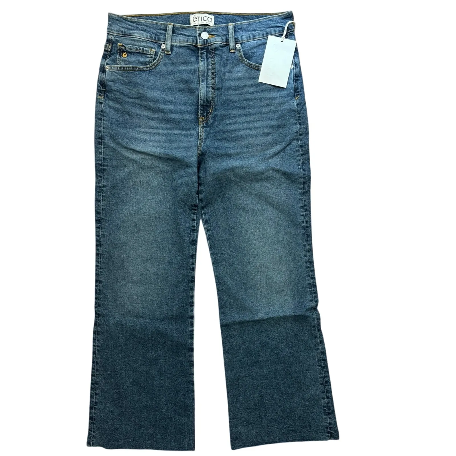 NWT Etica Anya High Waist Crop Modern Flare Leg Jeans In Northport Size 30 Blue - Image 3