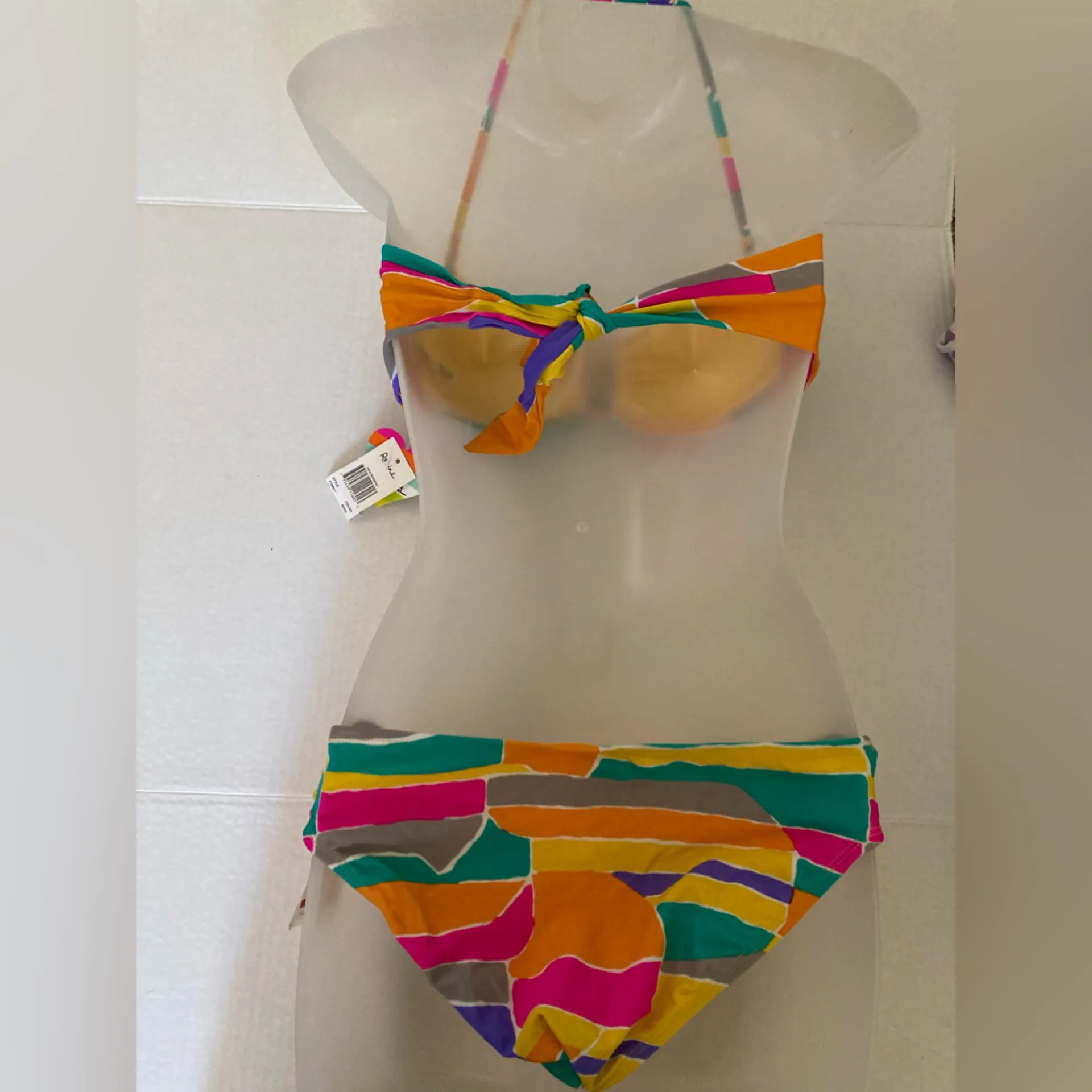 🌞NWT Raisins Multicolor Abstract Print Bandeau Top with Bottoms A - Image 11