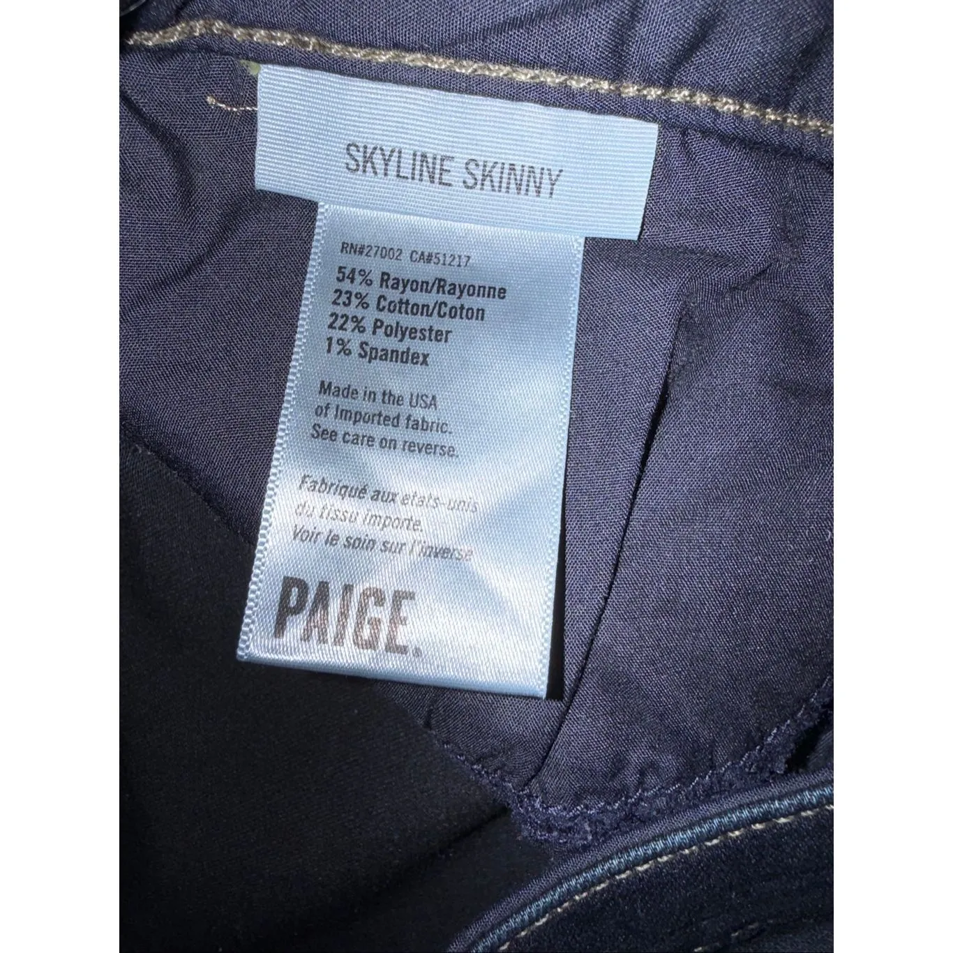 Paige Denim Skyline Skinny Mid Rise Dark Wash Non Ripped Jeans Sz 31 #765 - Image 3