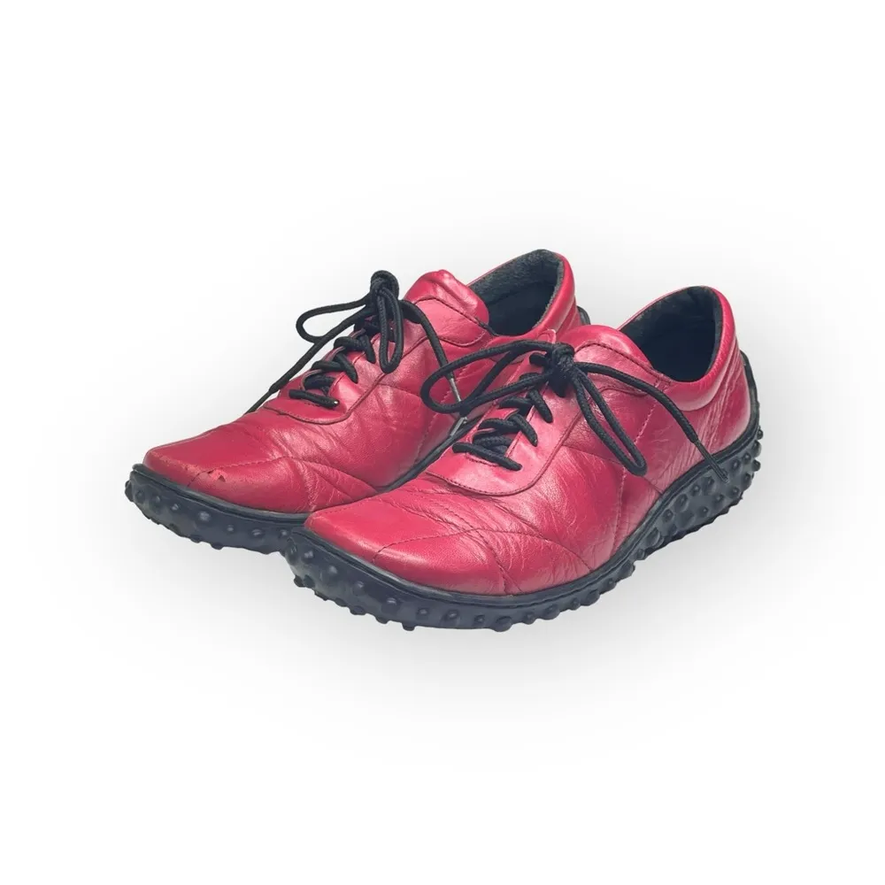 Jacques Cohen 𖦹 Hipster Chic Quilted Leather Sneakers 𖦹 Fire Engine Red 𖦹 8M Size 8 - Image 6