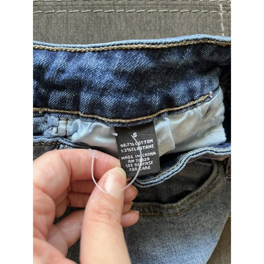 Rue 21 Button Front Distressed Stretch Denim Mini Skirt Juniors Size Small - Image 6